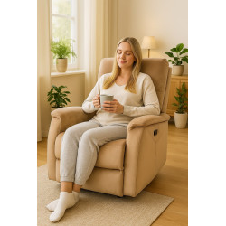 FOTEL ROZKŁADANY NEPTUN VELVET BEŻOWY BLUVEL 28