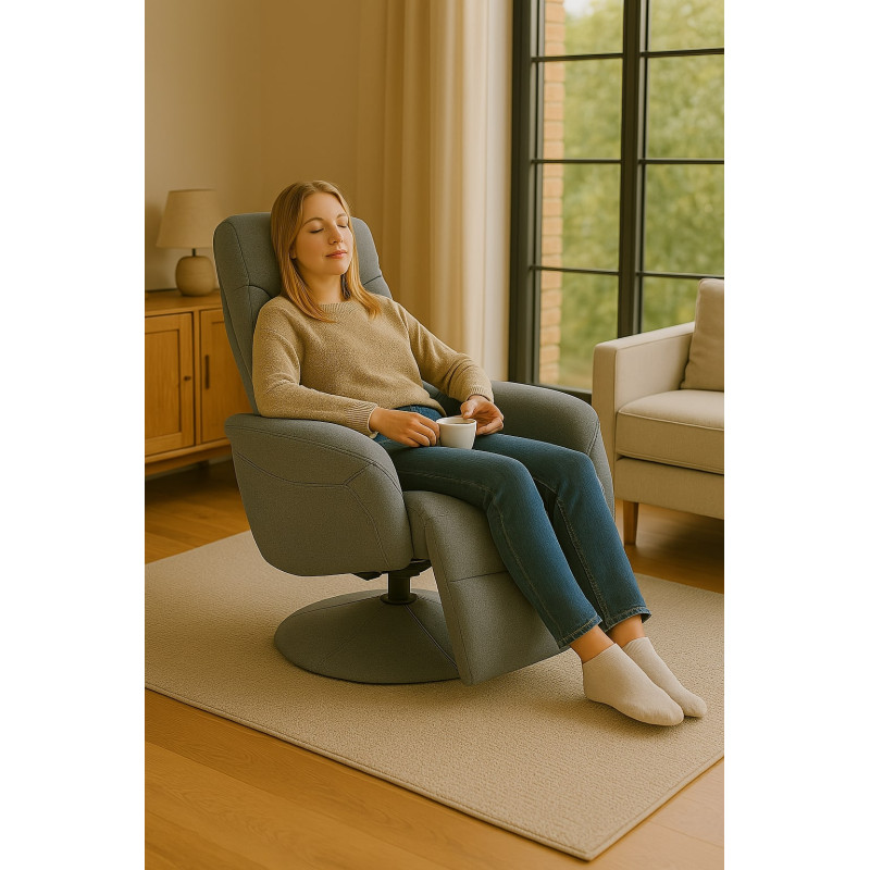 Rozkładany fotel Quill 2 z podnóżkiem popielaty