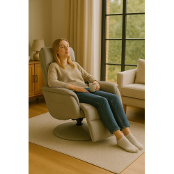 Rozkładany fotel wypoczynkowy Quill z podnóżkiem cappuccino