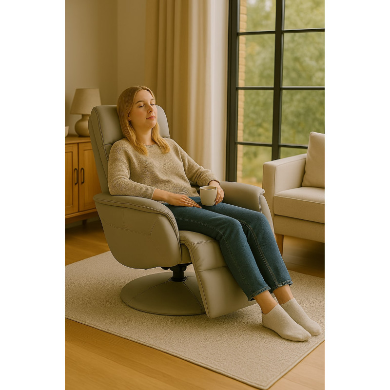 Rozkładany fotel wypoczynkowy Quill z podnóżkiem cappuccino