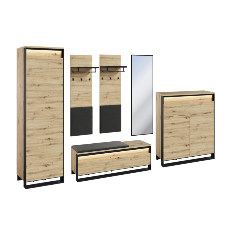 Zestaw mebli loftowych do przedpokoju Quant z oświetleniem LED