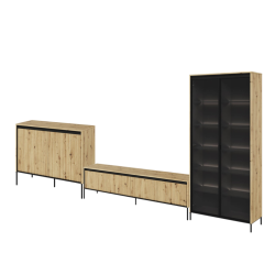 Zestaw mebli loftowych do salonu Trend dąb artisan/czarny