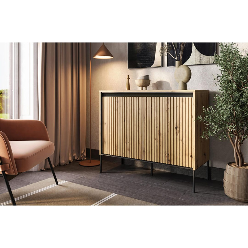 Zestaw mebli loftowych do salonu Trend dąb artisan/czarny