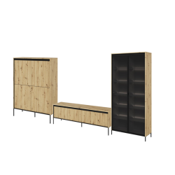 Zestaw mebli loftowych do salonu Trend dąb artisan/czarny