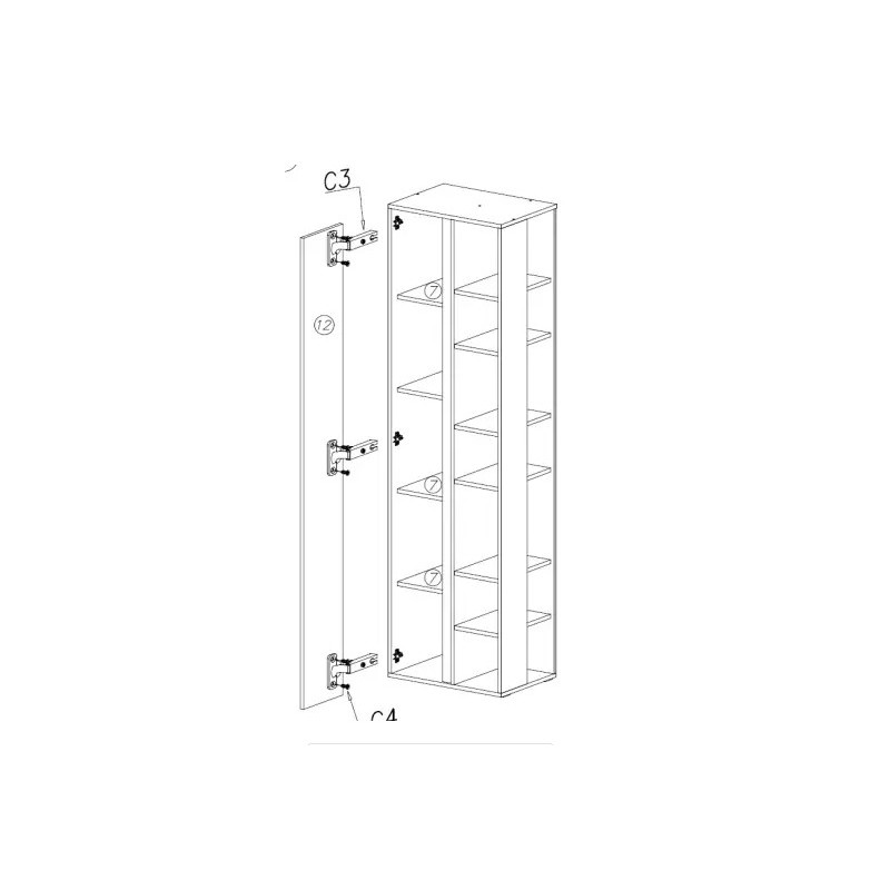 Regał z półkami Luca LC04 beż piaskowy/dąb olejowany