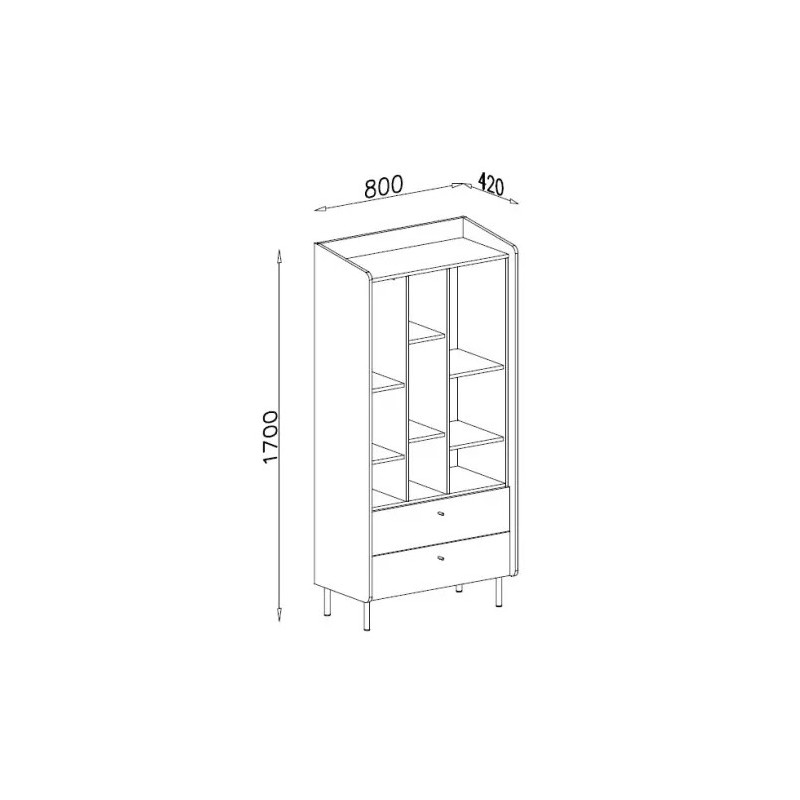 Otwarty regał Alessio AE06 eukaliptus/dąb baltic dune
