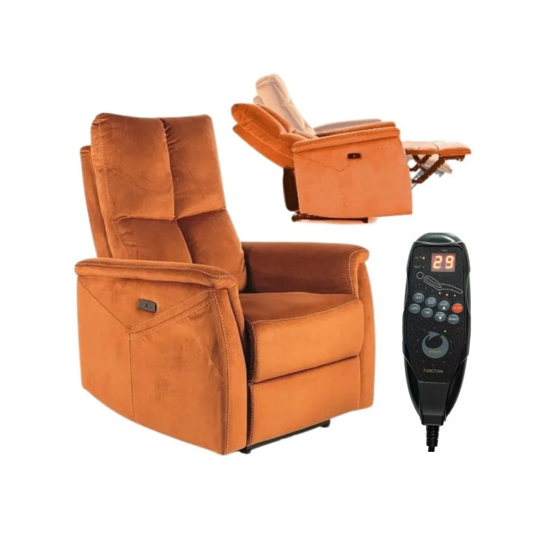 FOTEL ROZKŁADANY NEPTUN M (FUNKCJA MASAŻU) VELVET CYNAMONOWY