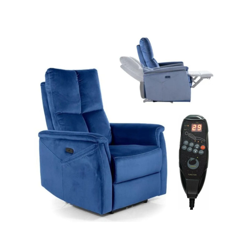FOTEL ROZKŁADANY NEPTUN M (FUNKCJA MASAŻU) VELVET GRANATOWY