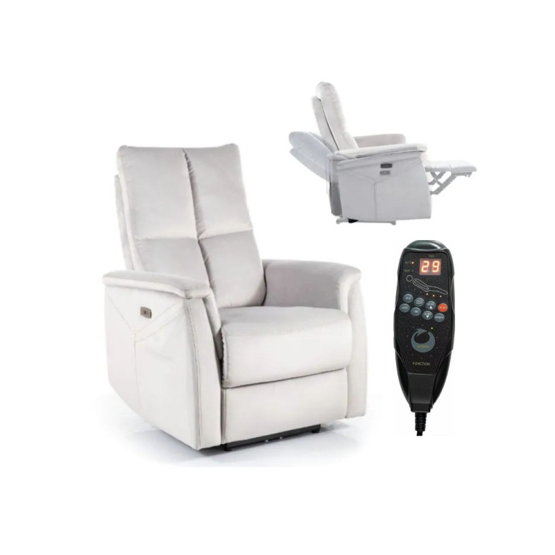 FOTEL ROZKŁADANY NEPTUN M (FUNKCJA MASAŻU) VELVET JASNY SZARY