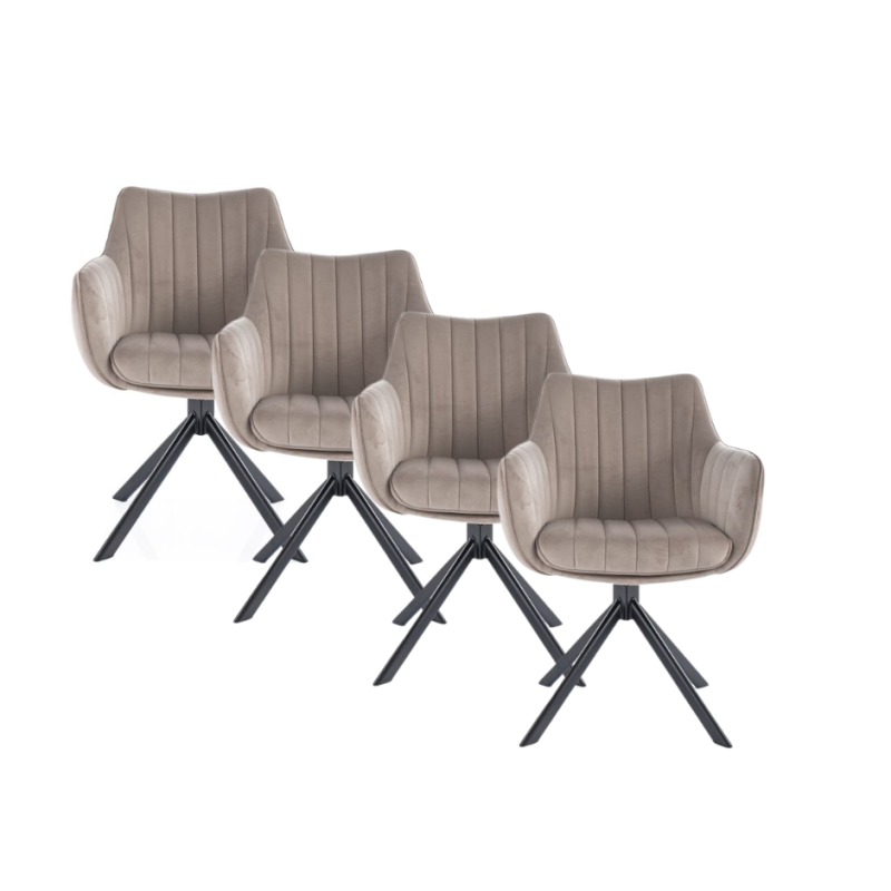 Zestaw krzeseł (4 szt.) obrotowych Azalia Velvet czarny