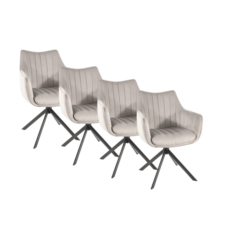 Zestaw krzeseł (4 szt.) obrotowych Azalia Velvet czarny