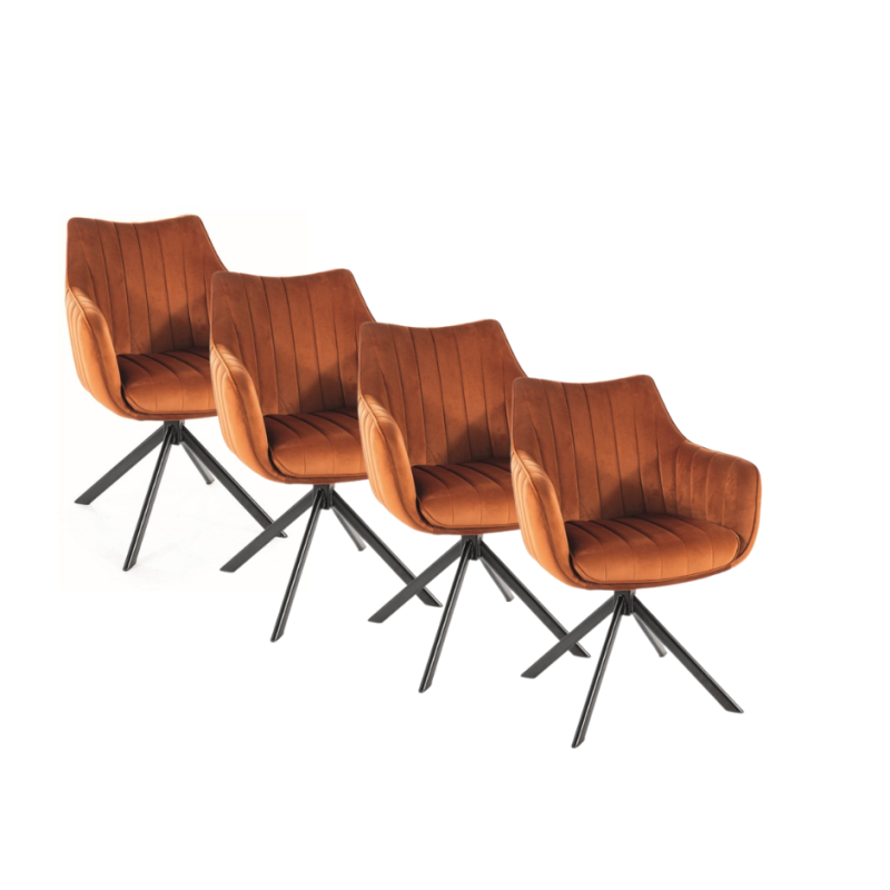 Zestaw krzeseł (4 szt.) obrotowych Azalia Velvet czarny