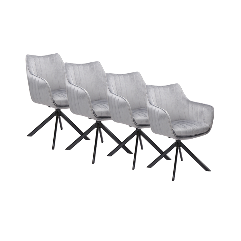 Zestaw krzeseł (4 szt.) obrotowych Azalia Velvet czarny