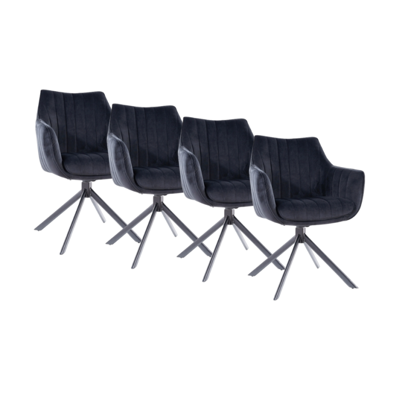 Zestaw krzeseł (4 szt.) obrotowych Azalia Velvet czarny