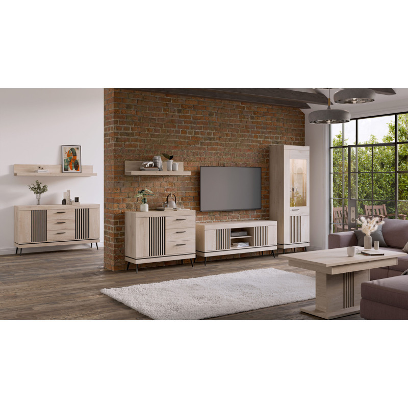 Komoda MATI MI05 Liveo Meble Dąb Cremona Cotta/Czarny