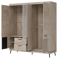 Szafa z lustrem MATI MI16 Liveo Meble Dąb Cremona Cotta/Czarny