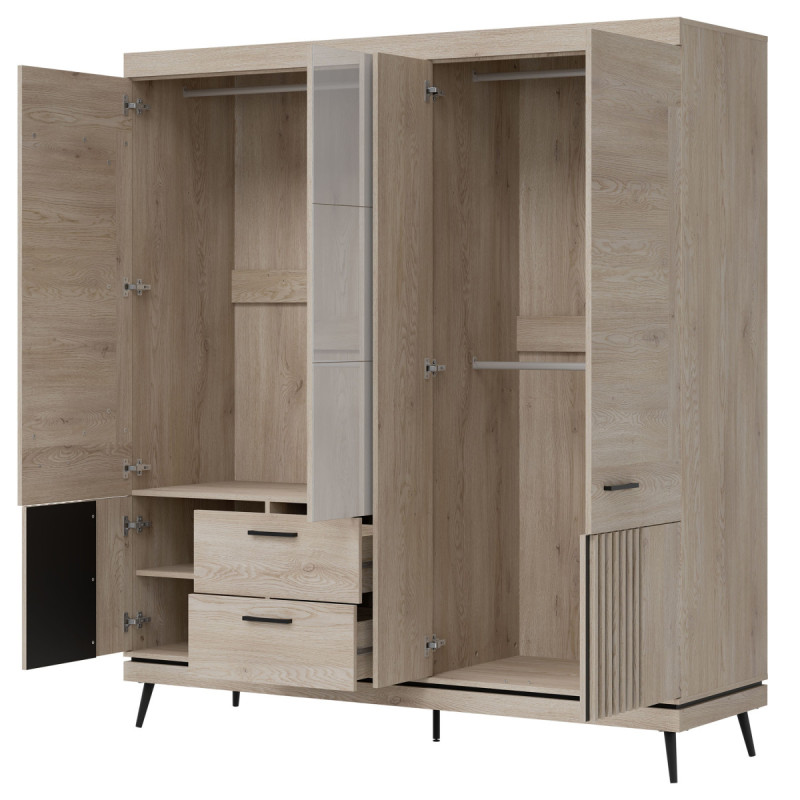 Szafa z lustrem MATI MI16 Liveo Meble Dąb Cremona Cotta/Czarny