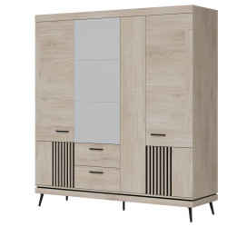 Szafa z lustrem MATI MI16 Liveo Meble Dąb Cremona Cotta/Czarny