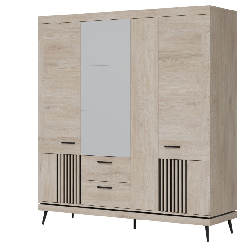 Szafa z lustrem MATI MI16 Liveo Meble Dąb Cremona Cotta/Czarny