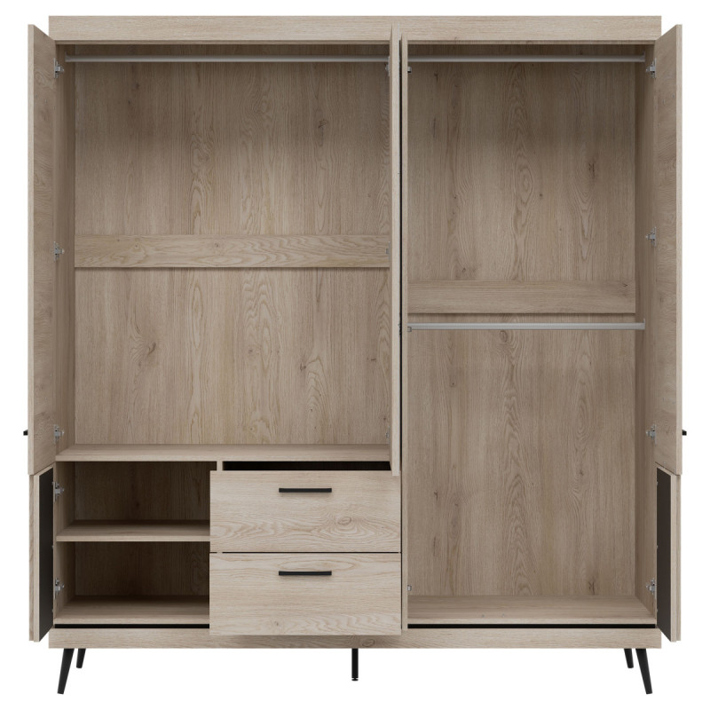 Szafa z lustrem MATI MI16 Liveo Meble Dąb Cremona Cotta/Czarny