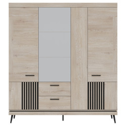 Szafa z lustrem MATI MI16 Liveo Meble Dąb Cremona Cotta/Czarny