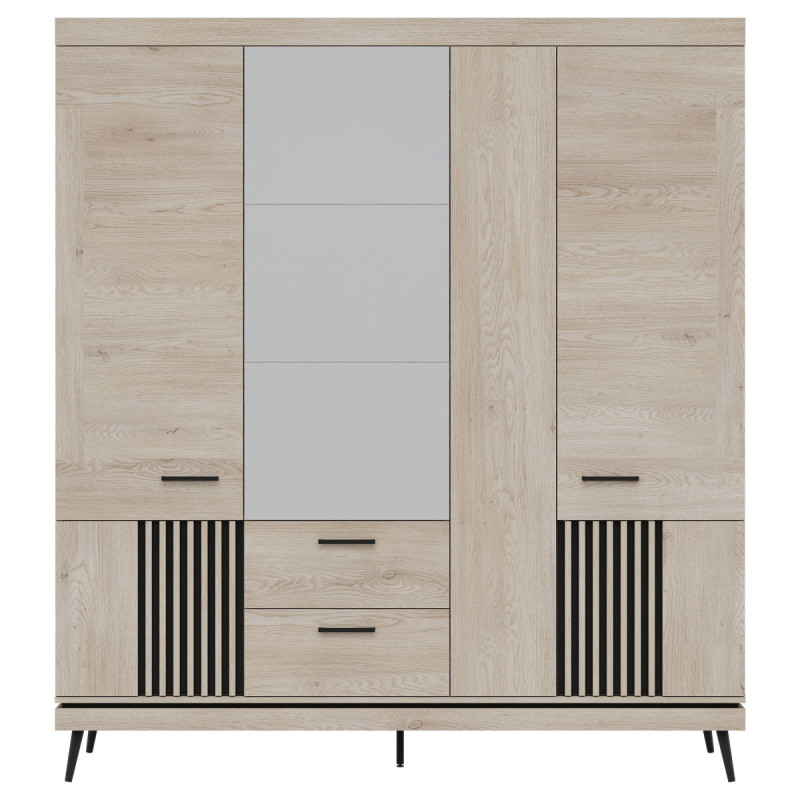 Szafa z lustrem MATI MI16 Liveo Meble Dąb Cremona Cotta/Czarny