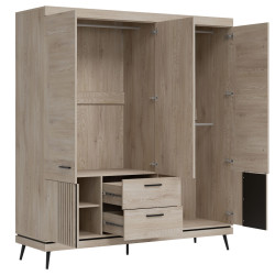 Szafa z lustrem MATI MI16 Liveo Meble Dąb Cremona Cotta/Czarny