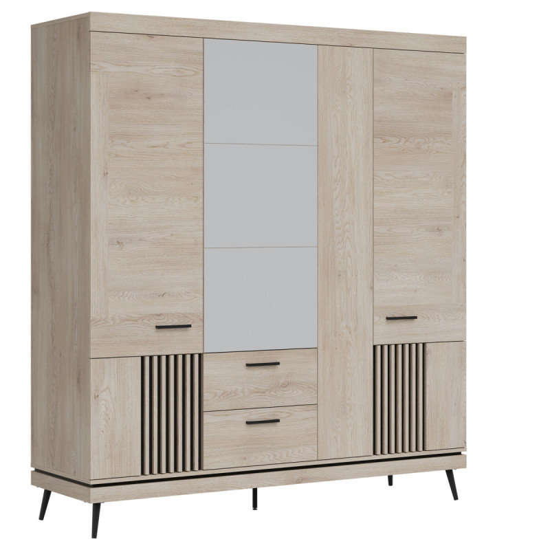 Szafa z lustrem MATI MI16 Liveo Meble Dąb Cremona Cotta/Czarny