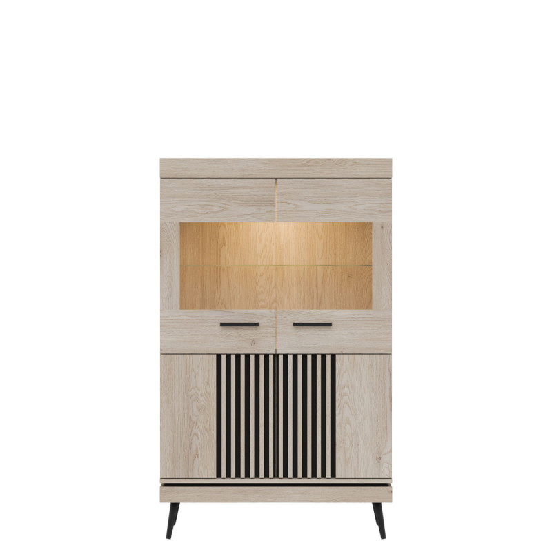 Witryna MATI MI06 Liveo Meble Dąb Cremona Cotta/Czarny