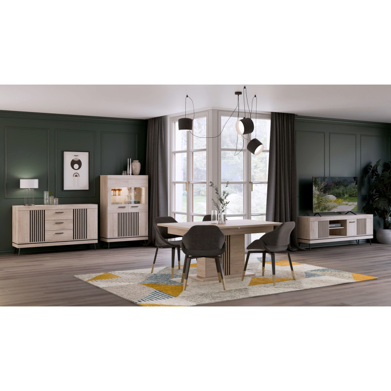 Witryna MATI MI06 Liveo Meble Dąb Cremona Cotta/Czarny