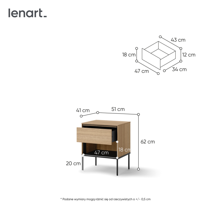 Stolik nocny Visso VI-10 Lenart Meble Kolekcja Visso