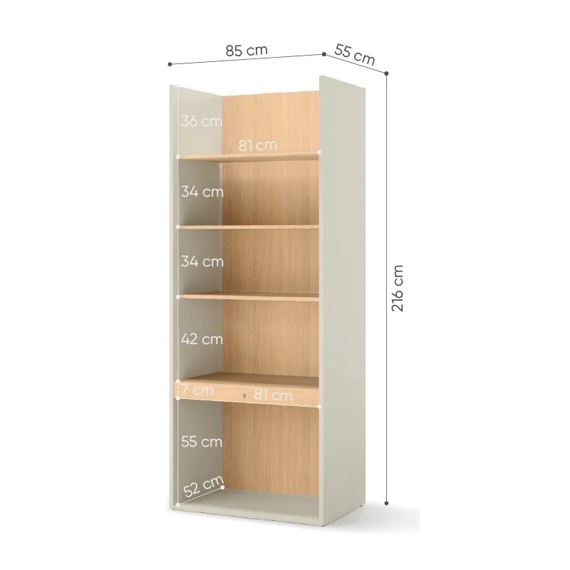 Regał WO-04 Woow Lenart szampański z dębem vicenza