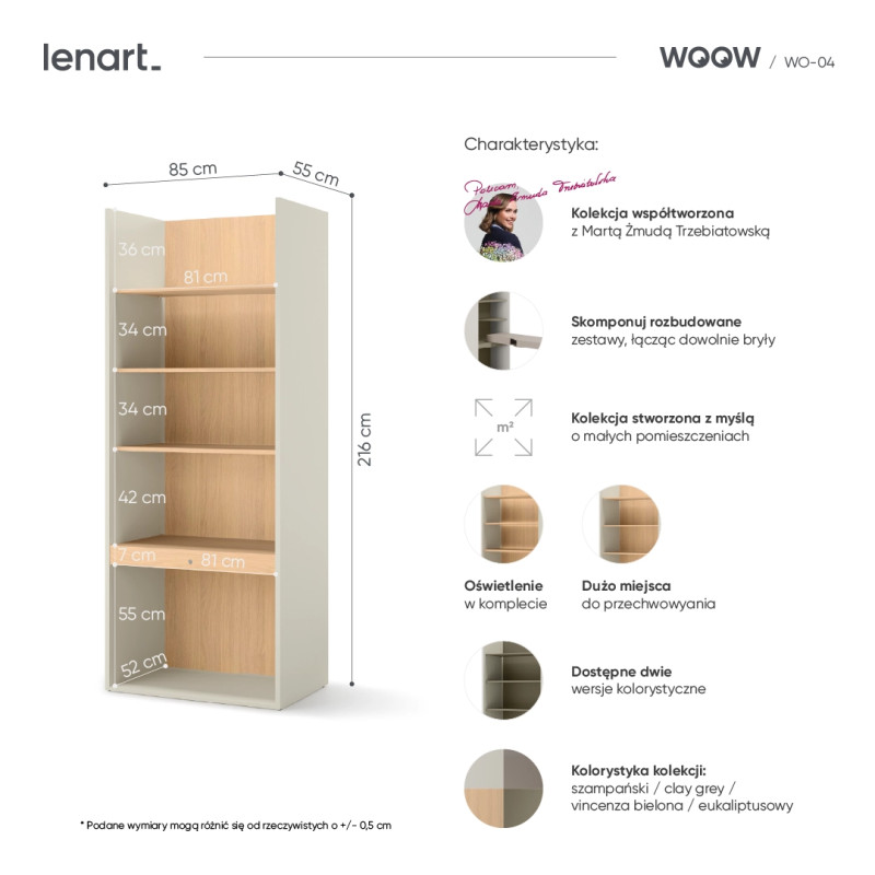 Nowoczesny regał młodzieżowy WO-04 z półkami i oświetleniem LED