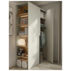 Regał do wąskich przestrzeni z LED i półkami otwartymi Regał do wąskich przestrzeni z LED i półkami otwartymi