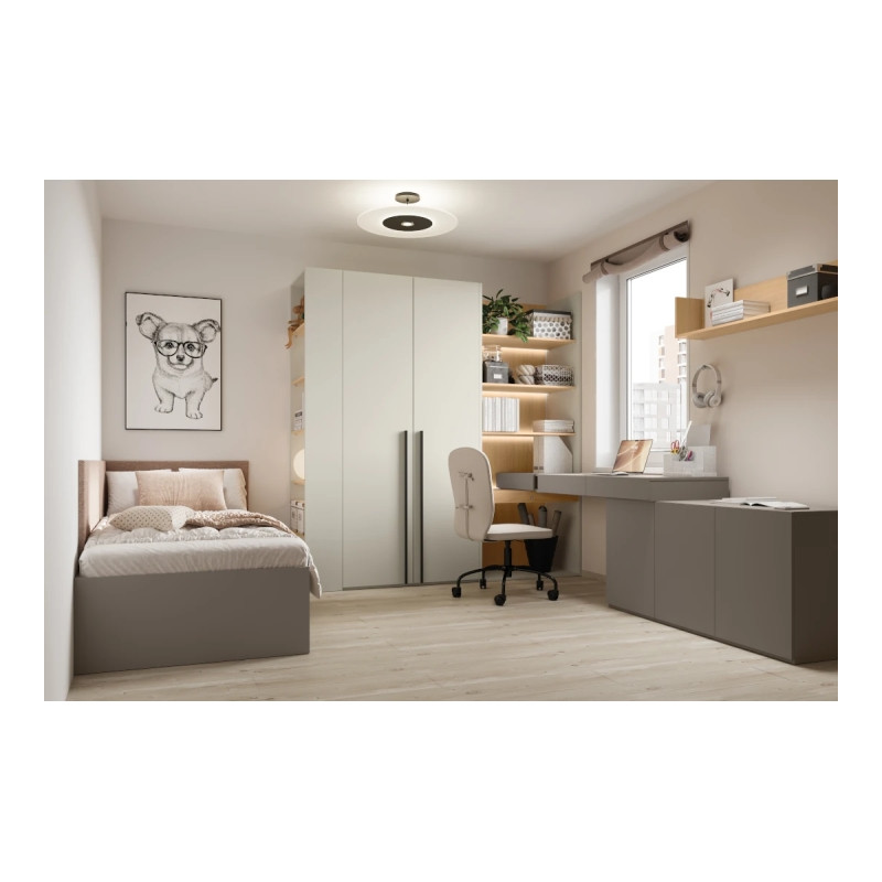 Widok ogólny łóżka młodzieżowego Lenart Clay Gray