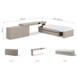 Zestaw mebli młodzieżowych WOOW w kolorze clay grey - wymiary