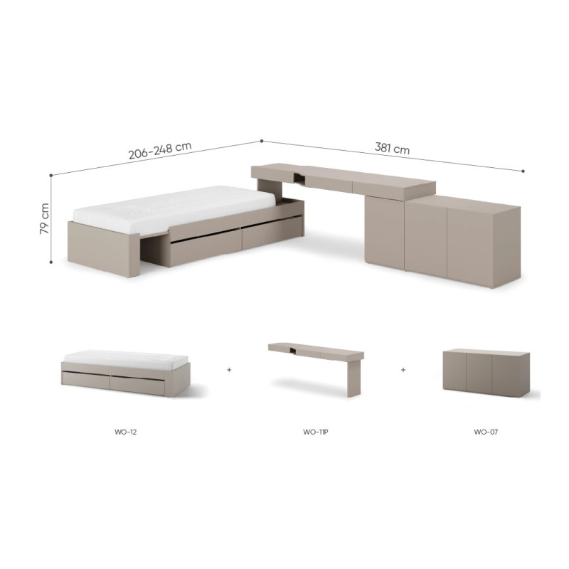 Szare meble młodzieżowe w nowoczesnym stylu