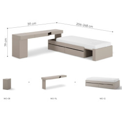 Kompletny zestaw WOOW SET-WOS2L z biurkiem, łóżkiem i szafą Lenart - wymiary