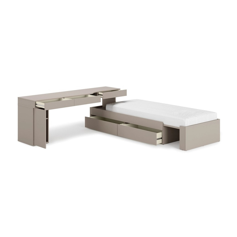 Kompletny zestaw WOOW SET-WOS2L z biurkiem, łóżkiem i szafą Lenart - widok otwarty