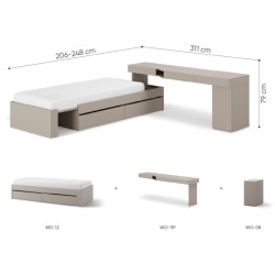 Meble młodzieżowe WOOW SET-WOS2L w kolorze clay grey - wymiary
