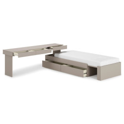 Zintegrowane biurko i łóżko w kolorze clay grey  WOOW SET-WOS3L - widok otwarty