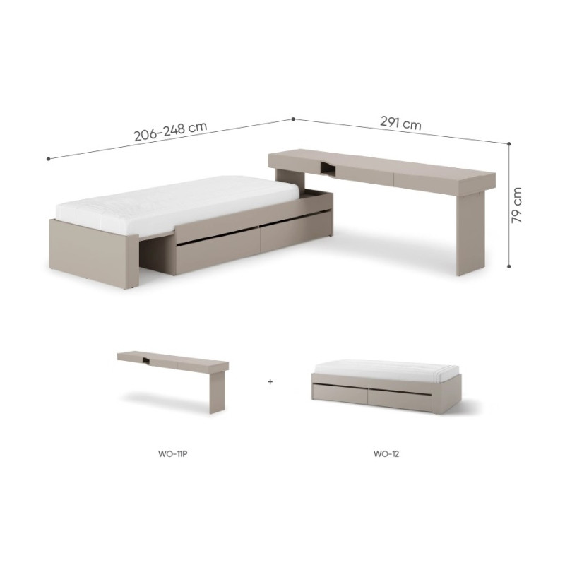 Zestaw młodzieżowy WOOW SET-WOS3L - wymiary
