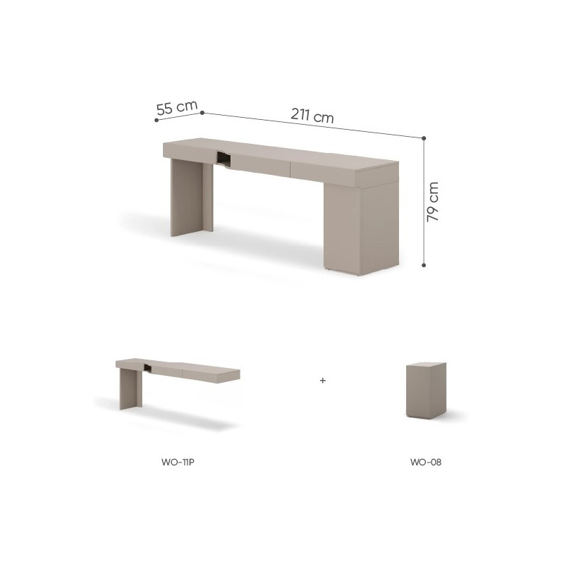 Biurko dziecięce SET-WOS5L w kolorze clay grey - wymiary