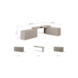 Kompletny układ mebli z szafkami i półkami WOOW Lenart - wymiary