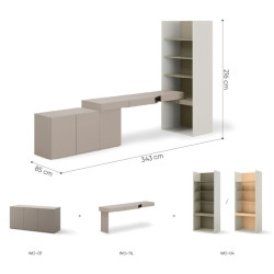 Zestaw młodzieżowy SET-WOS8LE w kolorach clay grey, eukaliptus i szampański - wymiary