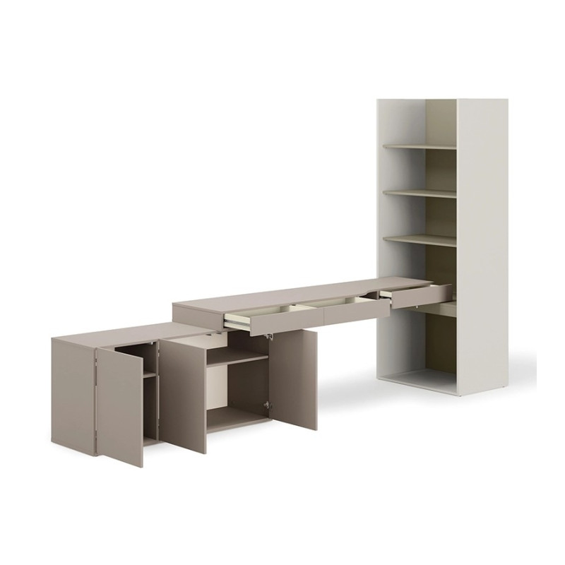 Zestaw młodzieżowy SET-WOS8LE w kolorach clay grey, eukaliptus i szampański - widok otwarty