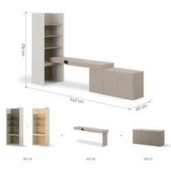 Zestaw mebli SET-WOS8PE Woow Clay Grey/Eukaliptus/Szampański