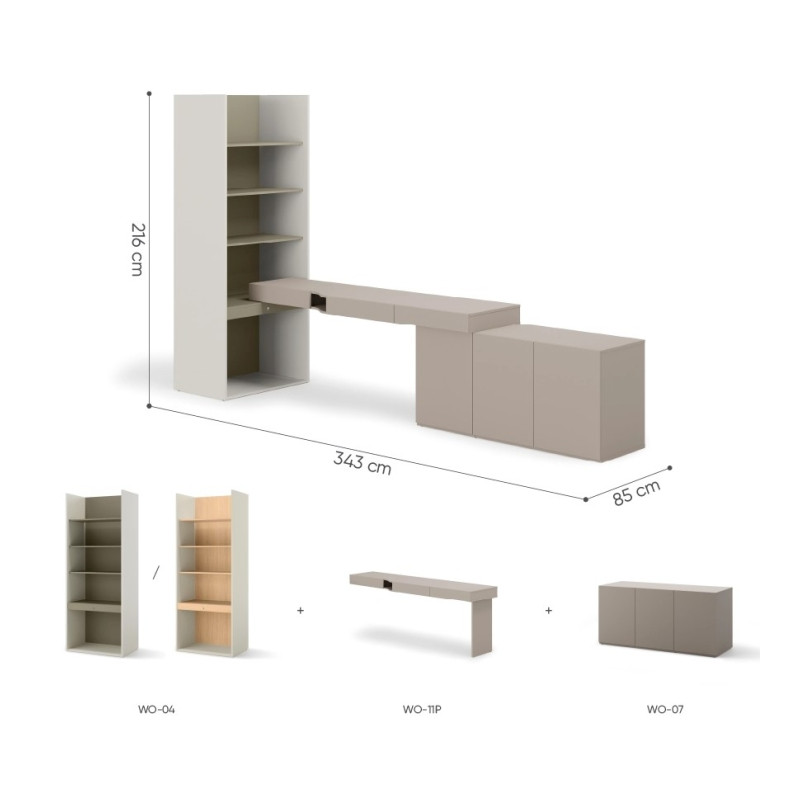 Zestaw mebli SET-WOS8PE Woow Clay Grey/Eukaliptus/Szampański