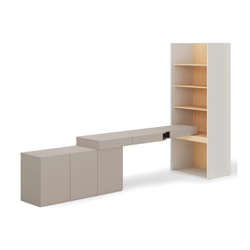 Meble WOOW Lenart w kolorze clay grey, dąb vicenza i szampański