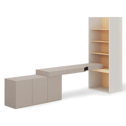 Meble WOOW Lenart w kolorze clay grey, dąb vicenza i szampański